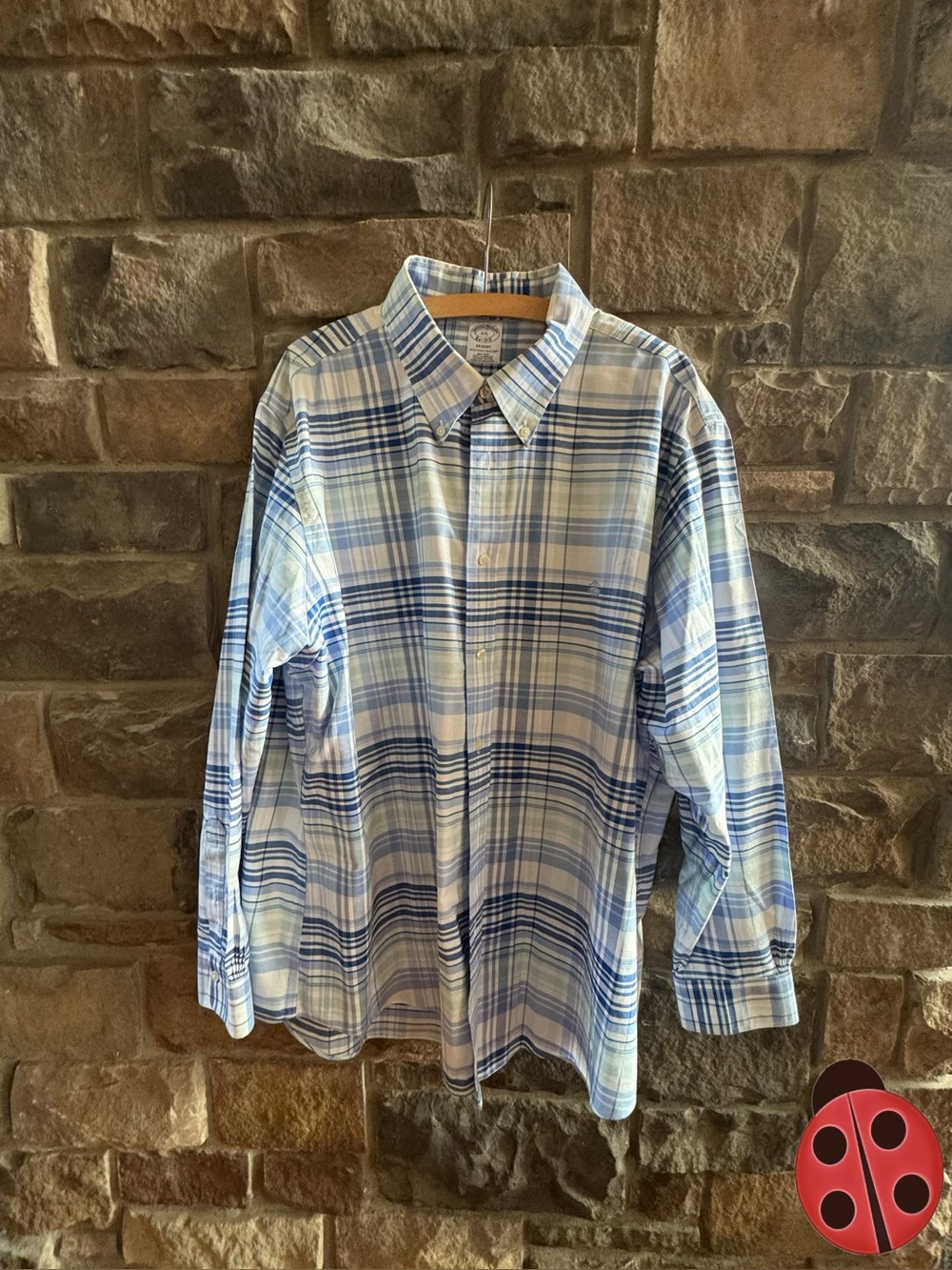 Brooks Brothers Regent - Light Blue Plaid Button-Down Shirt - XXL